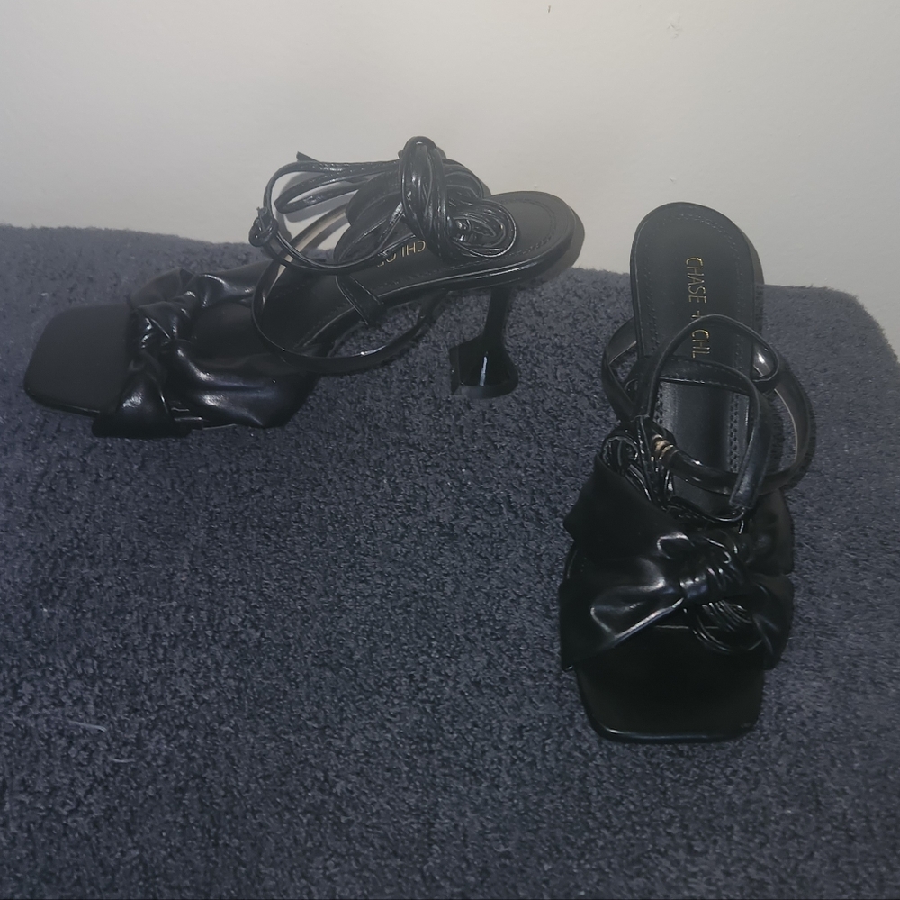 Faux Leather Chase + Chloe Strappy Heels Size 7
